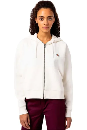 Dickies Sweathshirts & Hoodies, Dame, Hvid, S, Bomuld, Hvid Cardigan med Lynlås og Logo