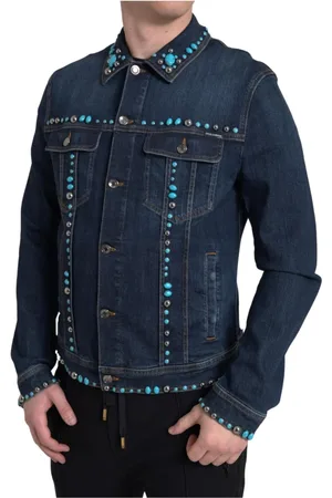 Dolce & Gabbana Jakke, Herre, Blå, XL, Denim, Turkis Sten Denim Jakke