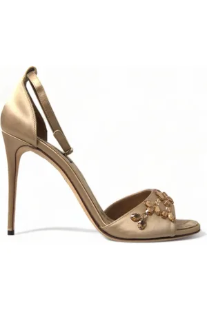 Dolce & Gabbana Sko, Dame, Gul, 37 EU, Uld, Krystalpyntede Guld Sandaler