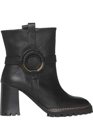See by Chloé Sko, Dame, Sort, 36 EU, Læder, Sorte Læder Ankelstøvler med Metal Hardware