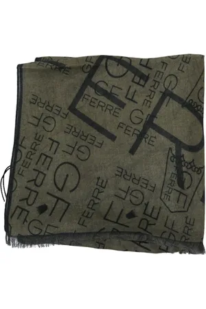 Gianfranco Ferré Tilbehør, Dame, Grøn, ONE SIZE, Uld, Grøn Mønstret Logo Tørklæde