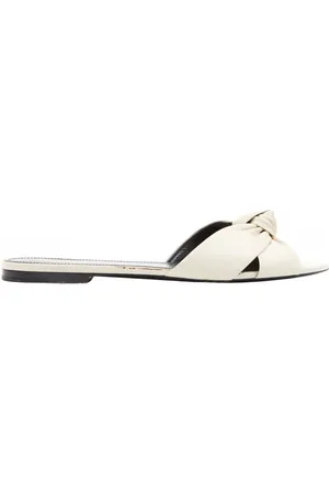 Saint Laurent Sko, Dame, Hvid, 36 EU, Læder, Hvide Læder Slides til Kvinder