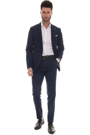 PAOLONI Jakkesæt, Herre, Blå, XL, Uld, Slim Fit 2-Knaps Jakkesæt med Sidelommer