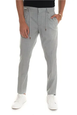 PAOLONI Bukser, Herre, Grå, 3XL, Uld, Stretch Chino med Bindebånd i Taljen