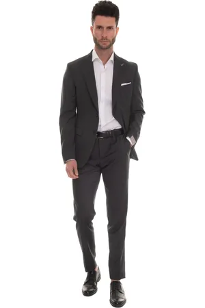 PAOLONI Jakkesæt, Herre, Grå, 2XL, Uld, Slim Fit Ulddragt med 2 Knapper