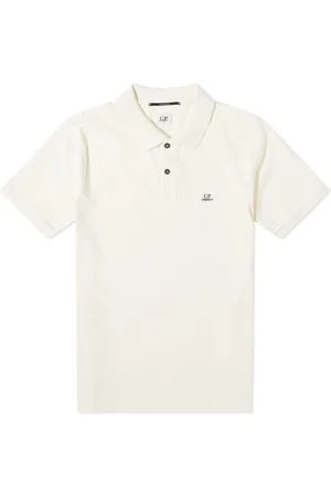 C.P. Company Top, Herre, Hvid, M, Bomuld, Stretch Pique Slim Fit Logo Polo