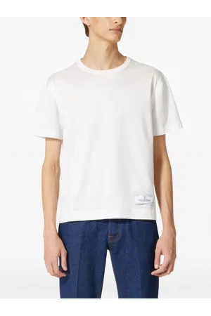 VALENTINO Top, Herre, Hvid, S, Bomuld, Hvid Logo-Appliqué Bomuld T-Shirt