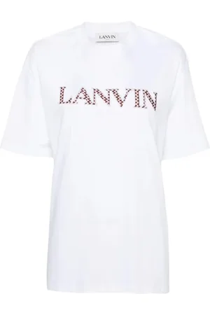 Lanvin Top, Dame, Hvid, XS, Bomuld, Broderet Oversize T-shirt