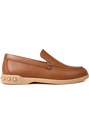 VALENTINO Sko, Herre, Brun, 42 EU, Læder, Slip On Loafers med Rockstud-detalje