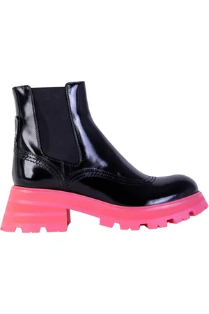 Alexander McQueen Sko, Dame, Sort, 37 EU, Læder, Fluo Pink Sole Chelsea Støvler