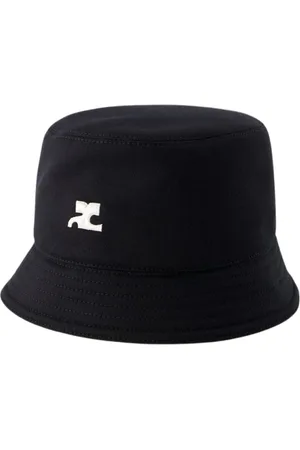 Courrèges Tilbehør, Herre, Sort, M, Bomuld, Sort Bomuldssignatur Bucket Hat
