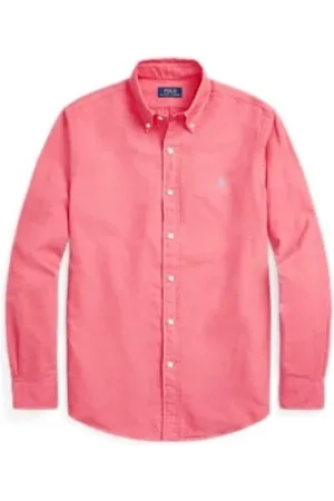 Ralph Lauren Skjorte, Herre, Rød, 2XL, Bomuld, Slim Oxford skjorte med broderet logo