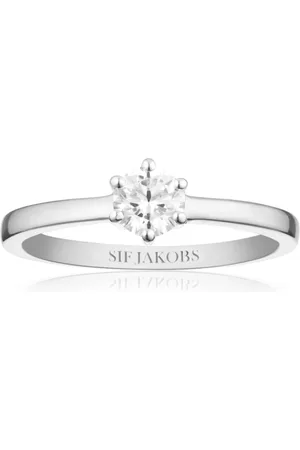 Sif Jakobs Tilbehør, Dame, Grå, 52 MM, Sterlingsølv Ring med Hvide Zirkoner