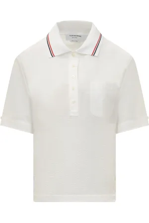 Thom Browne Top, Dame, Hvid, S, Bomuld, SS Polo Shirt