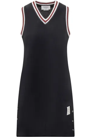 Thom Browne Kjole, Dame, Blå, S, Bomuld, V-hals tennis kjole
