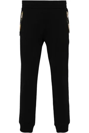 Moschino Bukser, Herre, Sort, XL, Uld, Sorte bukser med logo lynlås og guldtonet hardware