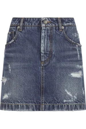 Dolce & Gabbana Nederdel, Dame, Blå, S, Denim, Slidte denim nederdele