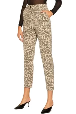 Twin-Set Bukser, Dame, Brun, XS, Bomuld, Leopard Print Straight Jeans