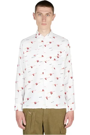 HUMAN MADE Skjorte, Herre, Hvid, XL, Uld, Flamingo Print Skjorte