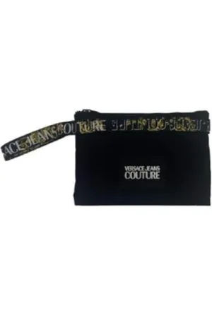 VERSACE Taske, Herre, Sort, ONE SIZE, Nylon, Nylon HåndledsHåndtaske med Logo Brush Couture Print