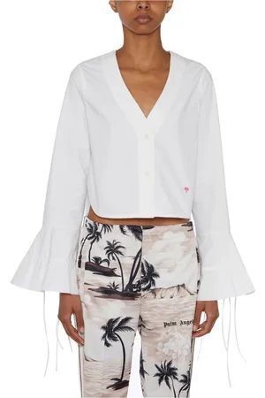 Palm Angels Bluser & Skjorter, Dame, Hvid, 2XS, Bomuld, Bomuldsskjorte