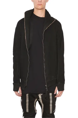 11 BY BORIS BIDJAN SABERI Sweathshirts & Hoodies, Herre, Sort, S, Bomuld, Bomuld Zip-Up Sweatshirt