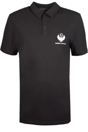 FRANKIE MORELLO Top, Herre, Sort, 2XL, Bomuld, Polo Shirt med Logo Print