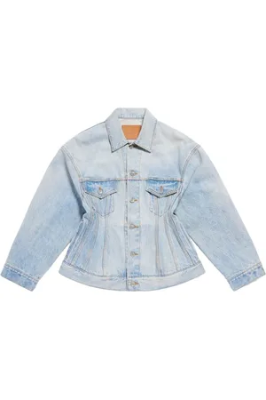 Balenciaga Jakke, Dame, Blå, XS, Denim, Klar Blå Timeglas Denim Jakke