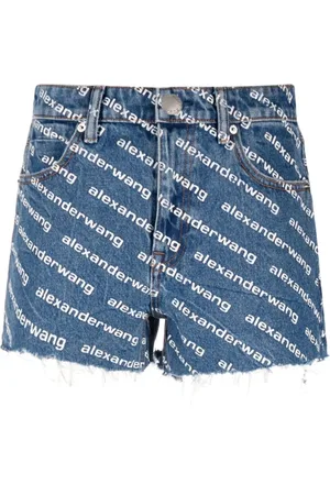 Alexander Wang Shorts, Dame, Blå, W25, Denim, Logo Print Denim Shorts