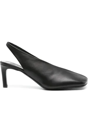 Jil Sander Sko, Dame, Sort, 37 EU, Læder, Sort læder slingback med lav hæl