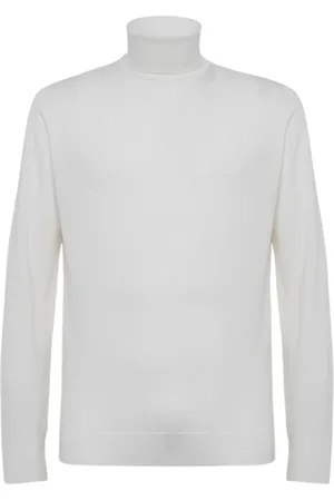 JOHN SMEDLEY Strik, Herre, Hvid, 2XL, Uld, Ensfarvet Uldtrøje