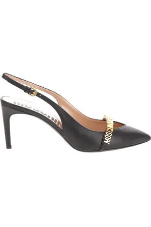 Moschino Sko, Dame, Sort, 39 EU, Læder, Sort Læder Slingback Sandal