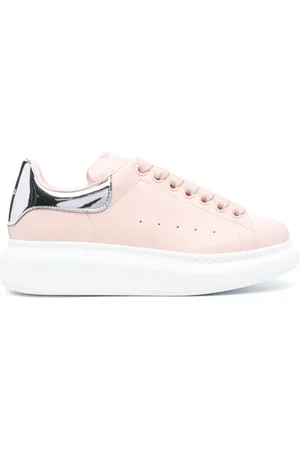 Alexander McQueen Sko, Dame, Lyserød, 35 1/2 EU, Grå Oversized Logo Sneakers