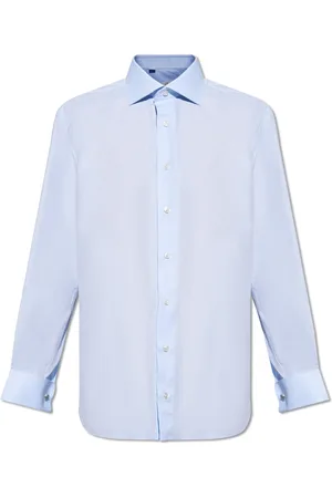 BRIONI Skjorte, Herre, Blå, L, Bomuld, Klassisk skjorte