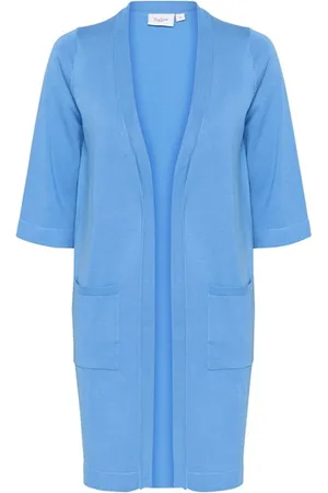Saint Tropez Strik, Dame, Blå, M, Åben Cardigan i Azure