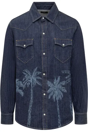 Alanui Skjorte, Herre, Blå, M, Denim, Jungle Toile Skjorte