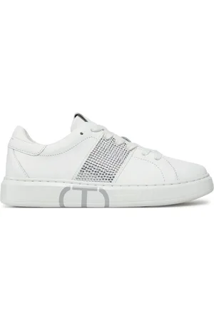 Twin-Set Sko, Herre, Hvid, 40 EU, Strass og Oval T Sneakers