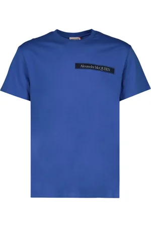 Alexander McQueen Top, Herre, Blå, XL, Bomuld, Logo Band T-Shirt