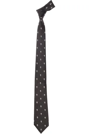 Alexander McQueen Tilbehør, Herre, Sort, ONE SIZE, Uld, Silkeslips med prikker og kranieprint