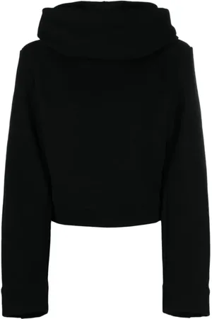 Saint Laurent Sweathshirts & Hoodies, Dame, Sort, L, Uld, Sort hættetrøje med polstrede skuldre