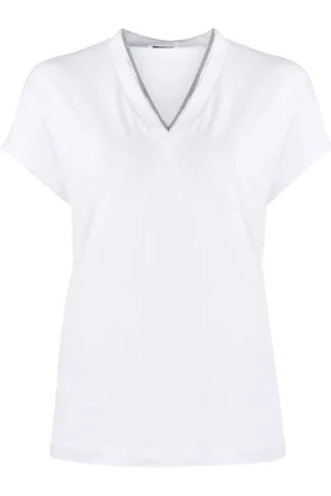 Brunello Cucinelli Top, Dame, Hvid, M, Bomuld, Hvid T-shirt til Mænd