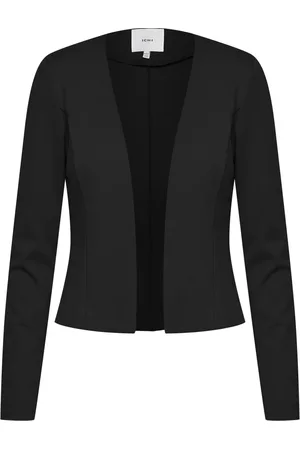 Ichi Jakke, Dame, Sort, 2XL, Uld, Kort Blazer til Kvinder