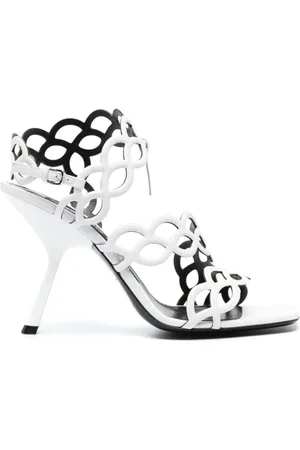 Sergio Rossi Sko, Dame, Hvid, 40 EU, Uld, Hvide Sandaler med Spiral Design