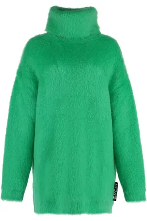 Gucci Kjole, Dame, Grøn, S, Uld, Mohair-Blend Mini Sweater Kjole