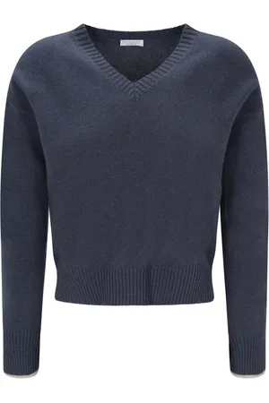 Brunello Cucinelli Strik, Dame, Blå, M, Cashmere, Blå cashmere sweater med lange ærmer