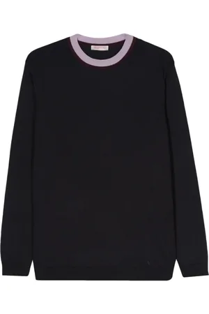 VALENTINO GARAVANI Sweathshirts & Hoodies, Herre, Blå, M, Bomuld, Stribede striktrøjer med VLogo-broderi