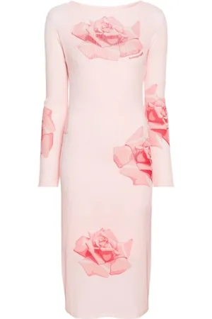 Kenzo Kjole, Dame, Lyserød, S, Bomuld, Blomstret Plissé Kjole