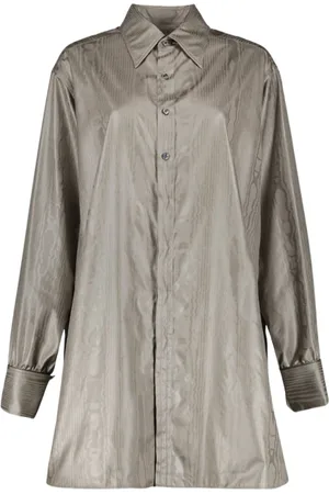 Maison Margiela Bluser & Skjorter, Dame, Grå, XS, Uld, Klassisk langærmet Moiré skjorte