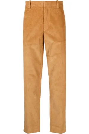 Moncler Bukser, Herre, Brun, L, Bomuld, Logo Patch Corduroy Bukser