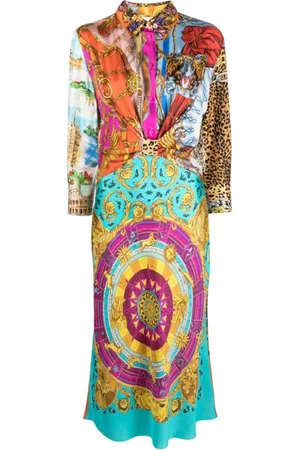 Moschino Kjole, Dame, Flerfarvet, XS, Uld, Silkekjole med grafisk print
